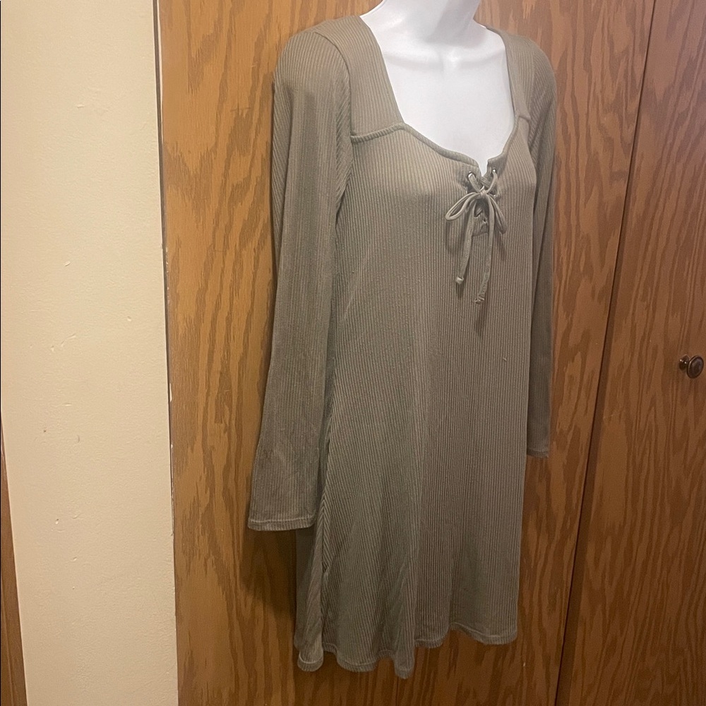 " Hippie Rose " Woman's long sleeve dress/tunic NEW  XL soft ribbed olive NWT